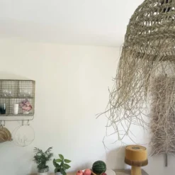 Abat-jour en paille ajouré module fibre naturelle t. M