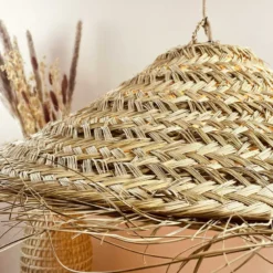 Abat jour pour lampe parasol l fibre naturelle tressée