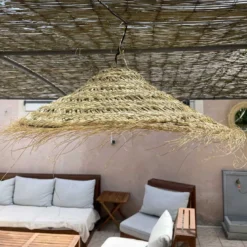 Abat jour pour lampe parasol l fibre naturelle tressée