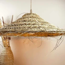Abat jour pour lampe parasol l fibre naturelle tressée