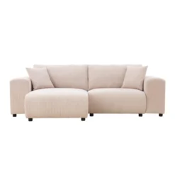 Aberdeen canapé d'angle modulable 3 places en velours côtelé beige