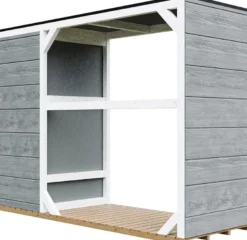 Abri à bûches extérieur 75x217xh159cm abri à outils 1,09m²+0.53m²cavern steel