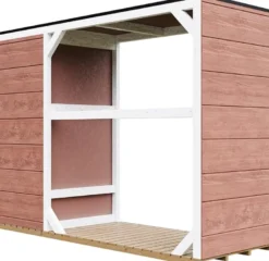 Abri à bûches extérieur 75x217xh159cm abri à outils 1,09m²+0.53m²redwood red