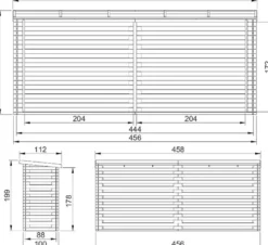 Abri à bûches -l112xl458xh199 cm - 4m2