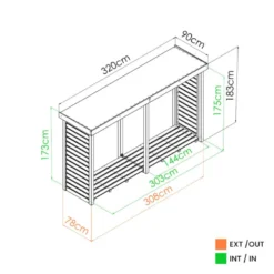 Abri buches bois xxl 320x89x183cm