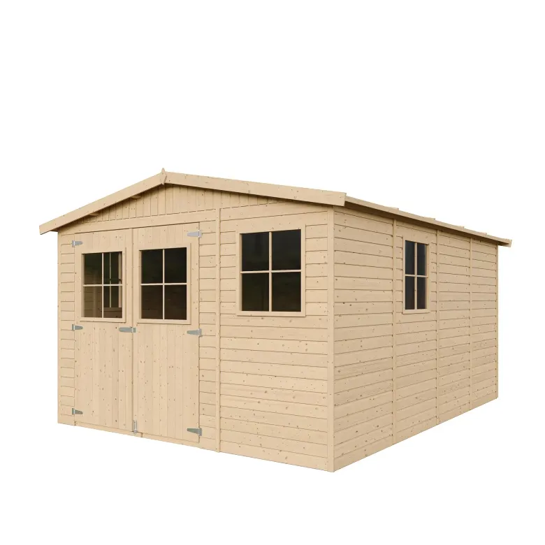 Abri de jardin en bois avec les planchers imprégné - h226x324x416 cm -12 m²