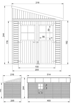 Abri de jardin en bois avec paroi latérale les planchers imprégné - 10 m2