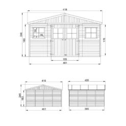 Abri de jardin en bois avec plancher imprégné - h246 x 418 x 420 cm- 16 m²