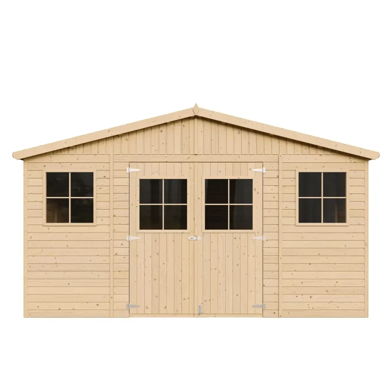 Abri de jardin en bois avec plancher imprégné - h246 x 418 x 420 cm- 16 m²