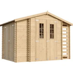 Abri de jardin en bois et range bûches extérieur - 3,53 + 0,97+0,97 m2