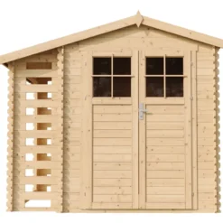 Abri de jardin en bois et range bûches extérieur - 3,53 + 0,97 m2