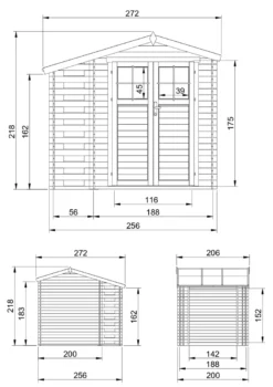 Abri de jardin en bois et range bûches avec sol traité - 3,53 + 0,97 m2