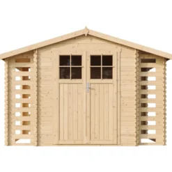 Abri de jardin en bois et range bûches extérieur - 3,53 + 0,97+0,97 m2