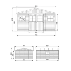 Abri de jardin en bois - h246x418x522 cm-20 m²