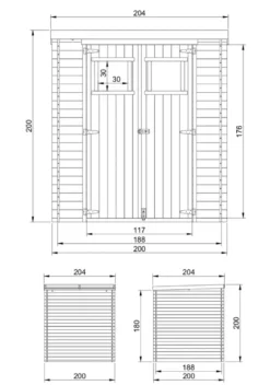 Abri de jardin en bois - l204xl204xh200 cm-3.53 m2