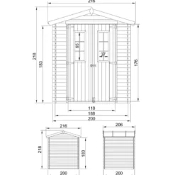 Abri de jardin en bois - l216xl206xh218 cm 3.53 m2