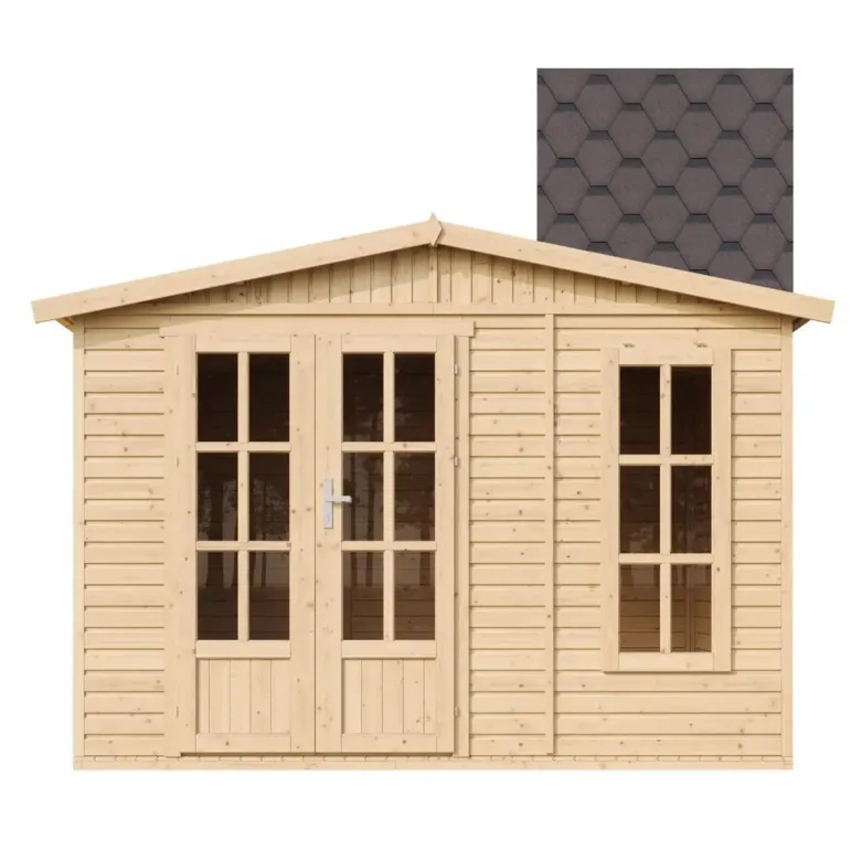 Abri de jardin en bois 6 m2 - avec des bardeaux bitumineux - marron