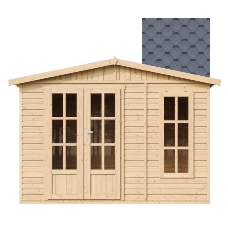 Abri de jardin en bois 6 m2 - avec des bardeaux bitumineux - gris
