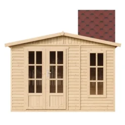 Abri de jardin en bois 6 m2 - avec des bardeaux bitumineux - rouge