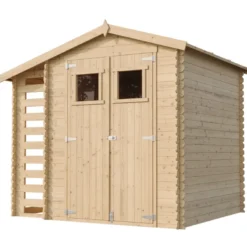 Abri de jardin en bois range bûches extérieur l206xl272xh218cm-3,53+0,97m2