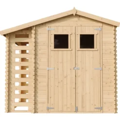 Abri de jardin en bois range bûches extérieur l206xl272xh218cm-3,53+0,97m2