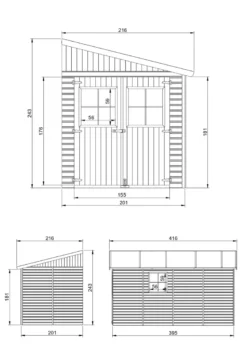 Abri de jardin en bois sans paroi latérale plus les planchers imprégné-8 m2