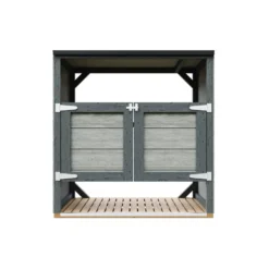 Abri de jardin pour poubelles, cache poubelle extérieur 2x240l gris