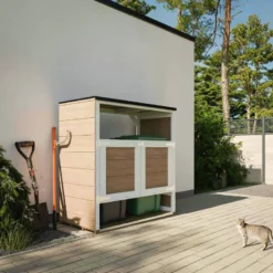Abri de jardin pour poubelles, cache poubelle extérieur 2x240l beige