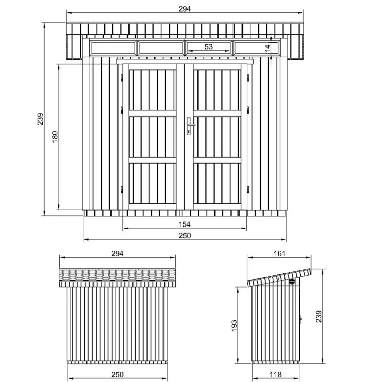 Abri de jardin qualité premium 3m² l161xl294xh239 cm - gris foncé