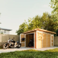 Abri de jardin qualité premium 8.52+2.95 m² garage moto exterieur gris foncé