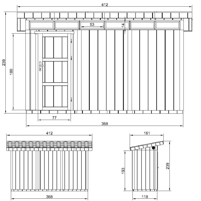 Abri de jardin qualité premium 4m² l161xl412xh239 cm - marron