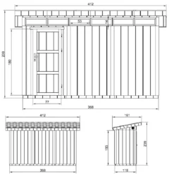 Abri de jardin qualité premium 4m² l161xl412xh239 cm - gris