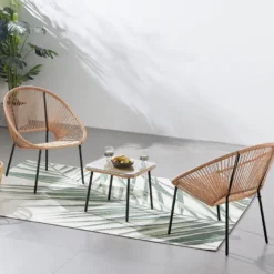 Acapulco set de 2 fauteuils + table basse naturel