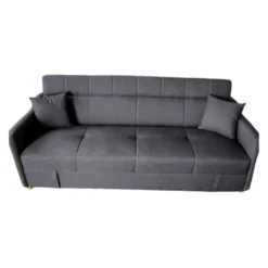 Adare canapé convertible avec coffre en tissu gris foncé 3 places