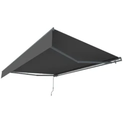 Adro store banne manuel 395 x 3 m en aluminium avec toile gris