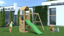 Aire de jeux avec toboggan et 2 balanço