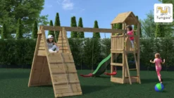 Aire de jeux fleppi en bois avec tobogg