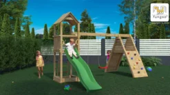 Aire de jeux fleppi en bois avec tobogg