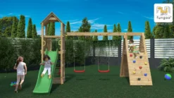 Aire de jeux fleppi en bois avec tobogg