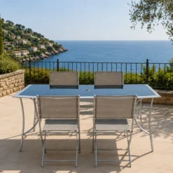 Alassio ensemble de jardin table 150 cm + lot de 4 chaises pliantes