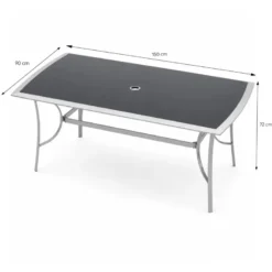 Alassio ensemble de jardin table 150 cm + lot de 4 chaises pliantes