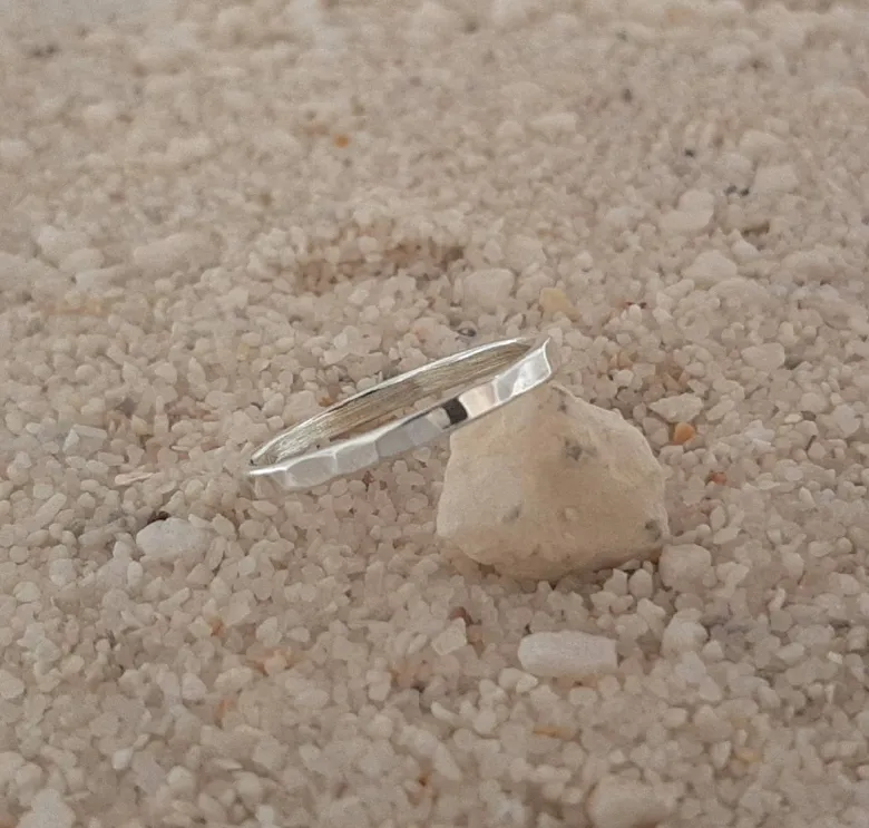 Alliance en argent 925 martelé taille 52