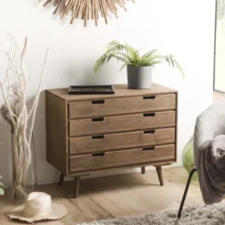 Andy - commode scandi bois marron 4 tiroirs