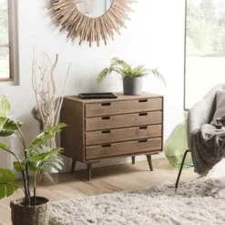 Andy - commode scandi bois marron 4 tiroirs