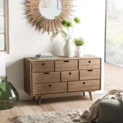 Andy - commode scandi bois marron 8 tiroirs