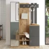 Anka meuble d'entrée design bois et gris miroir