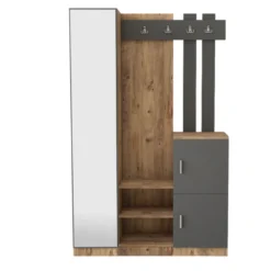 Anka meuble d'entrée design bois et gris miroir