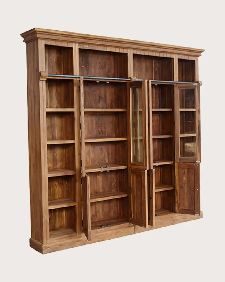 Annisa - bibliothèque en bois massif de teck recyclé 250 cm
