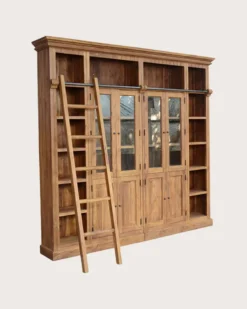 Annisa - bibliothèque en bois massif de teck recyclé 250 cm