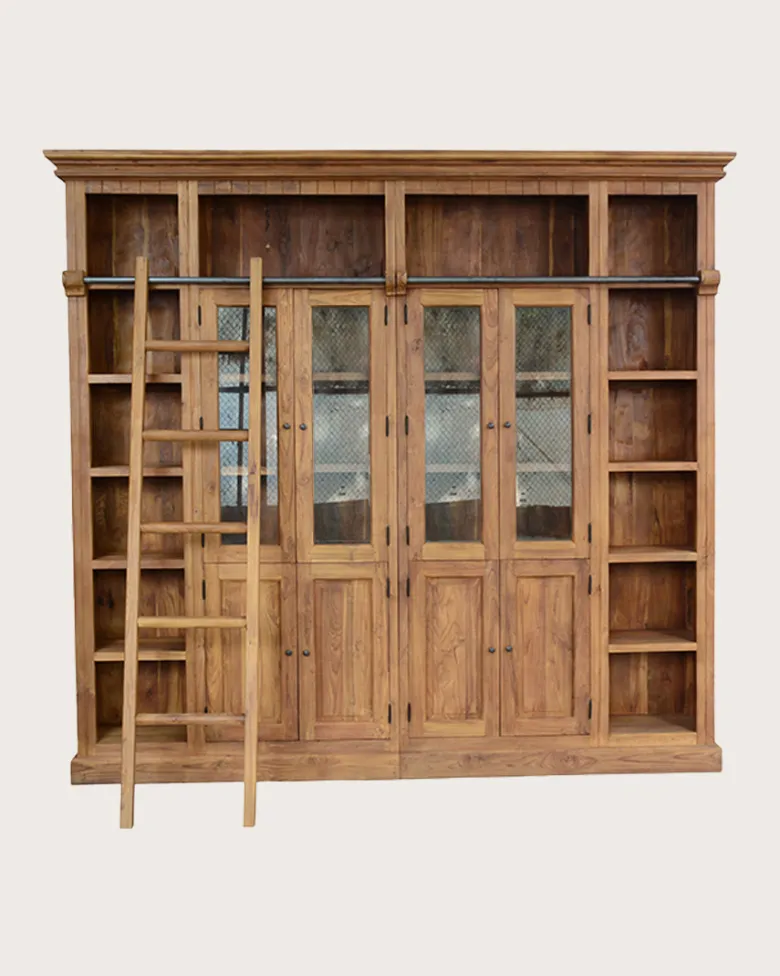 Annisa - bibliothèque en bois massif de teck recyclé 250 cm
